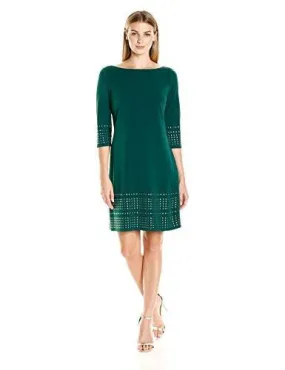 3/4 Sleeve Shift Dress, Hunter, 12