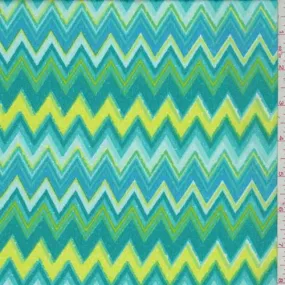 4 1/2 YD PC-Aqua/Teal Zig Zag Peachskin Fabric