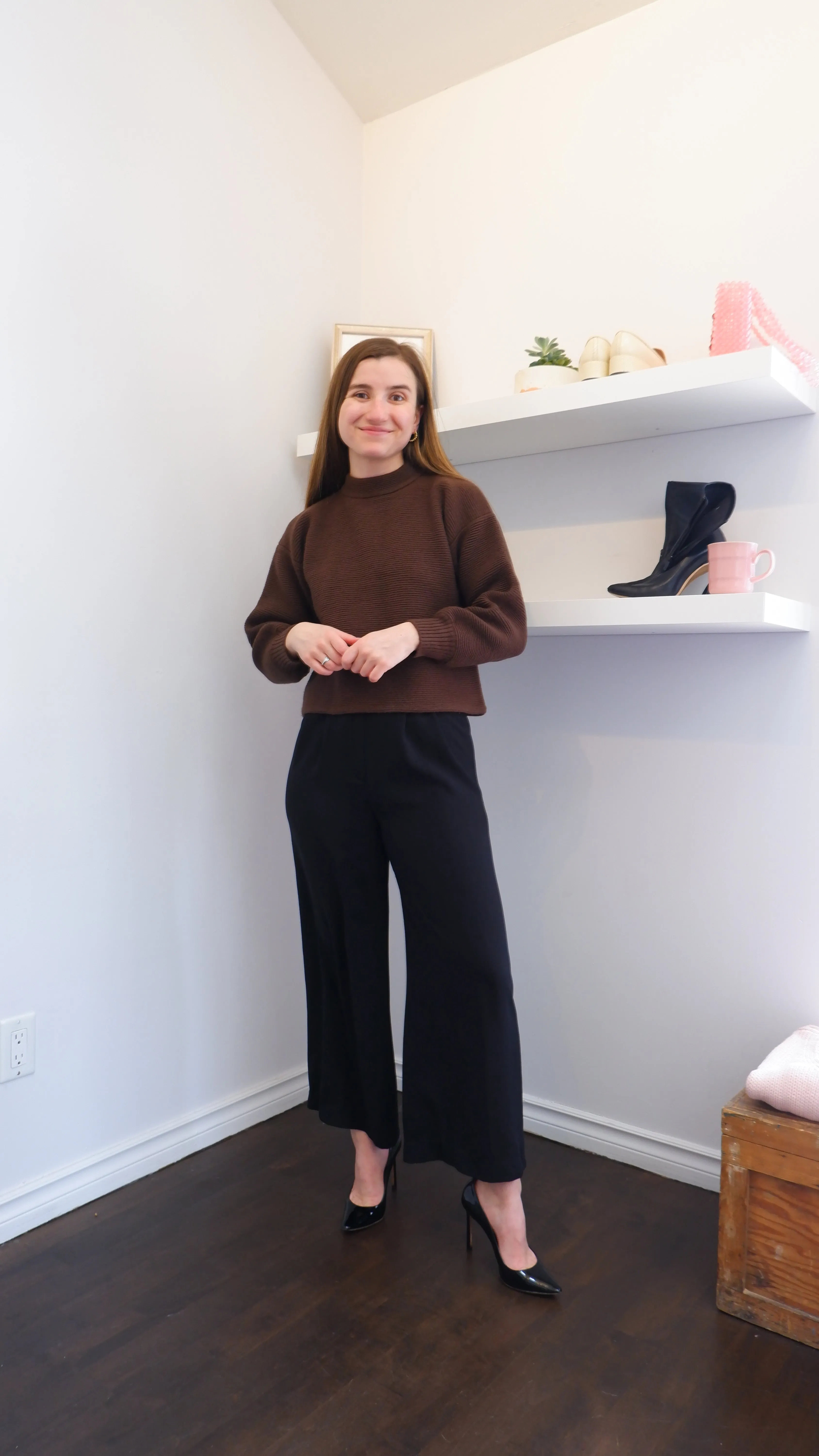 90s Black High-Rise Wide-Legged Trousers - XS