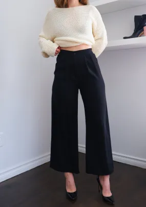 90s Black High-Rise Wide-Legged Trousers - XS