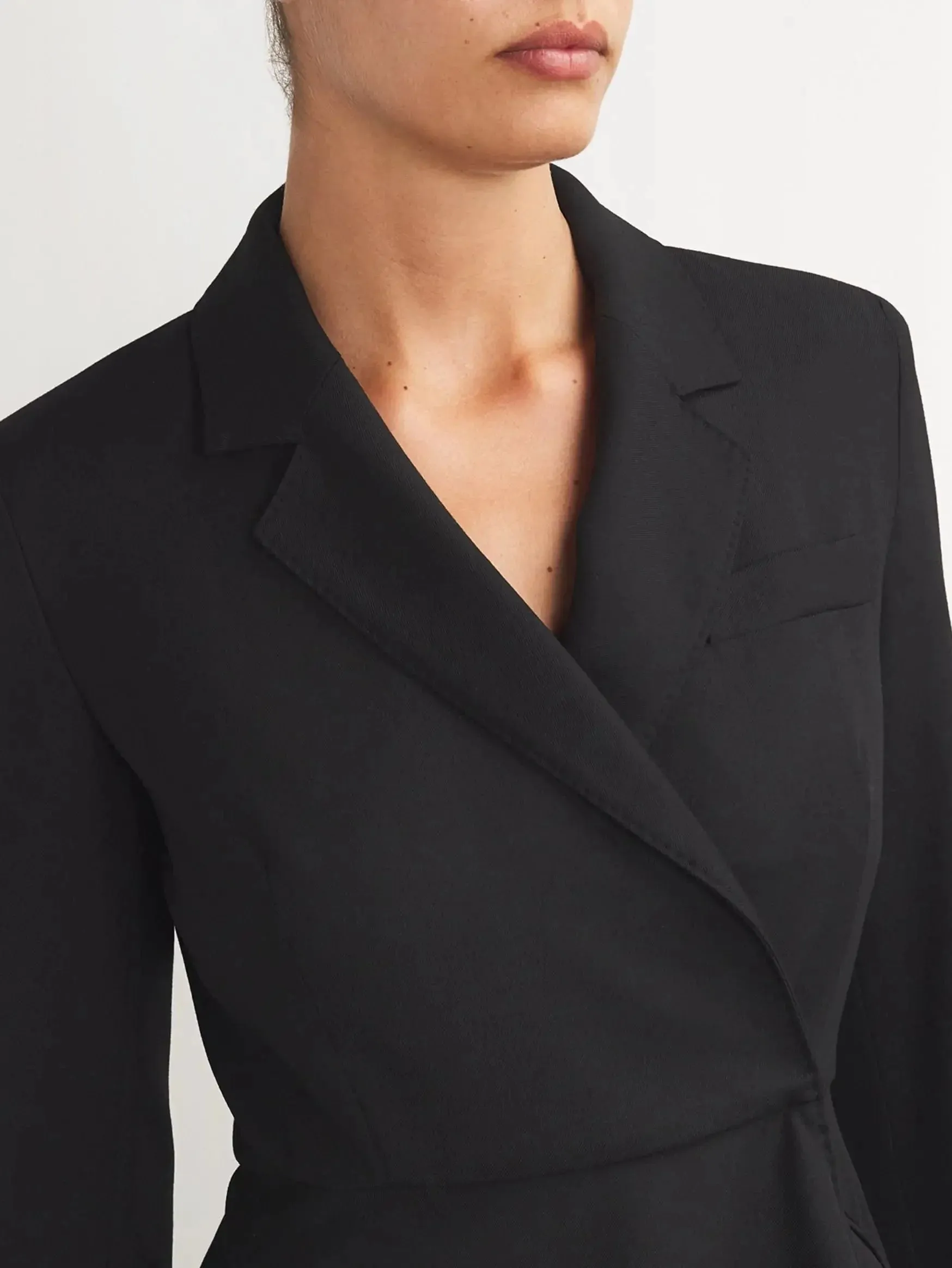 A-Line Black Blazer-Style Mini Dress with White Cuffs