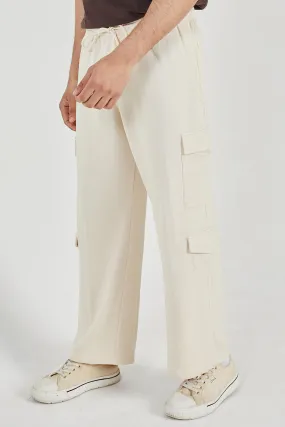 Beige Wide Legged Cargo Trousers