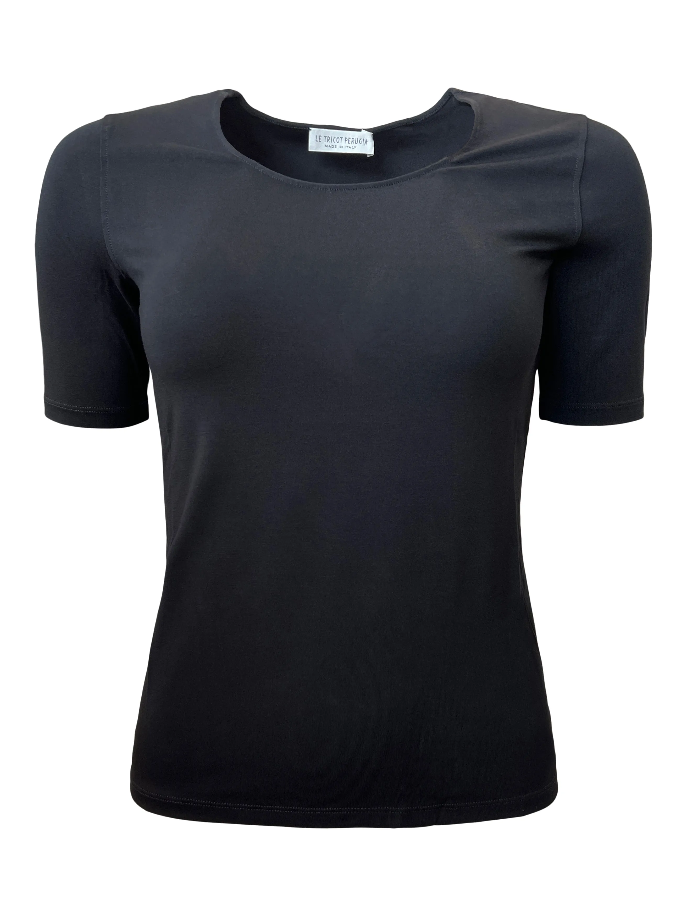 Black Scoop Neck Viscose T Shirt