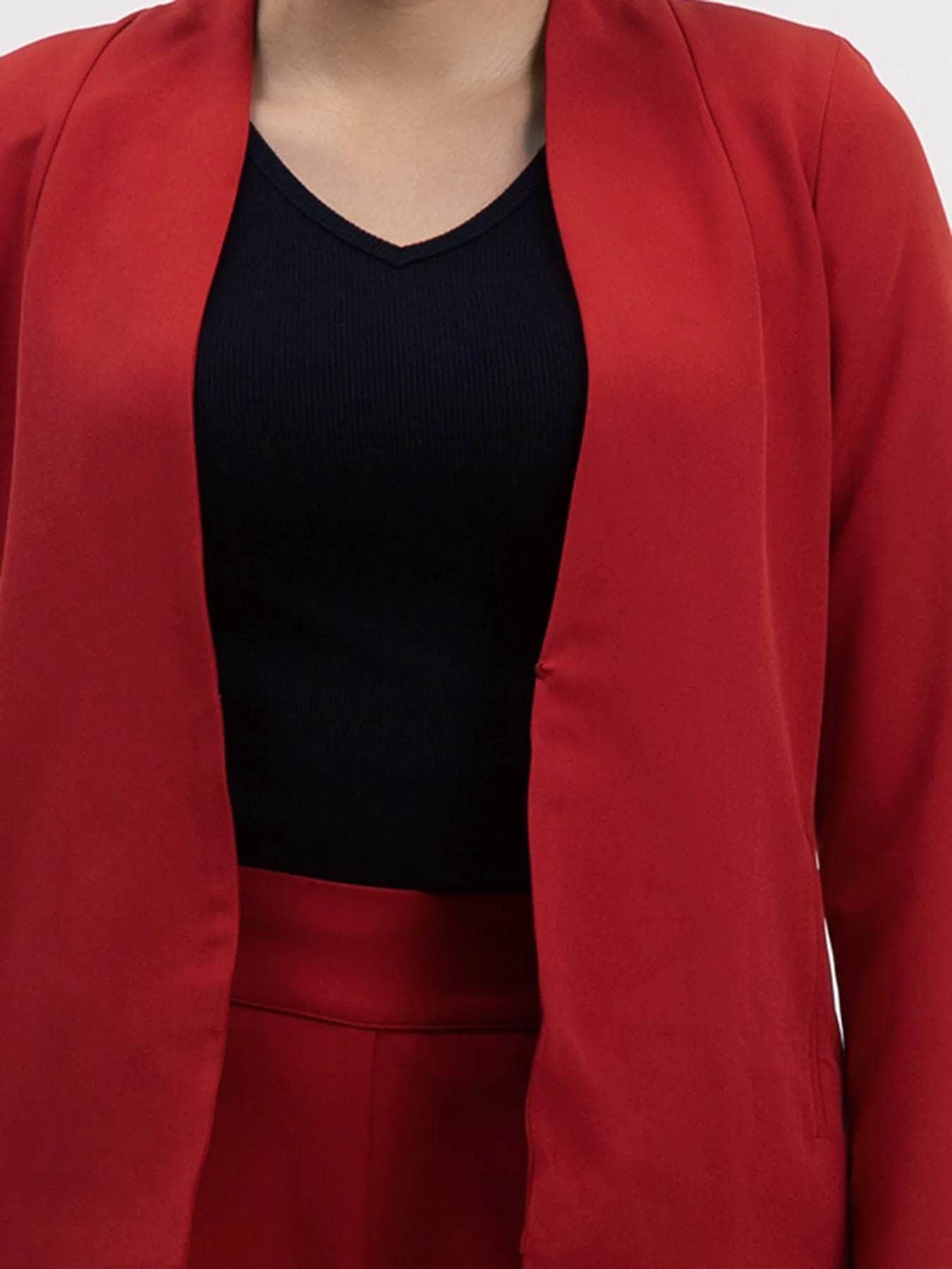 Blazer And Wide Legged Trousers Co-ord - Red