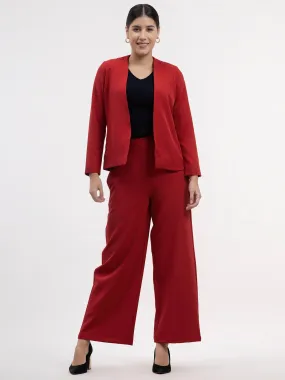 Blazer And Wide Legged Trousers Co-ord - Red