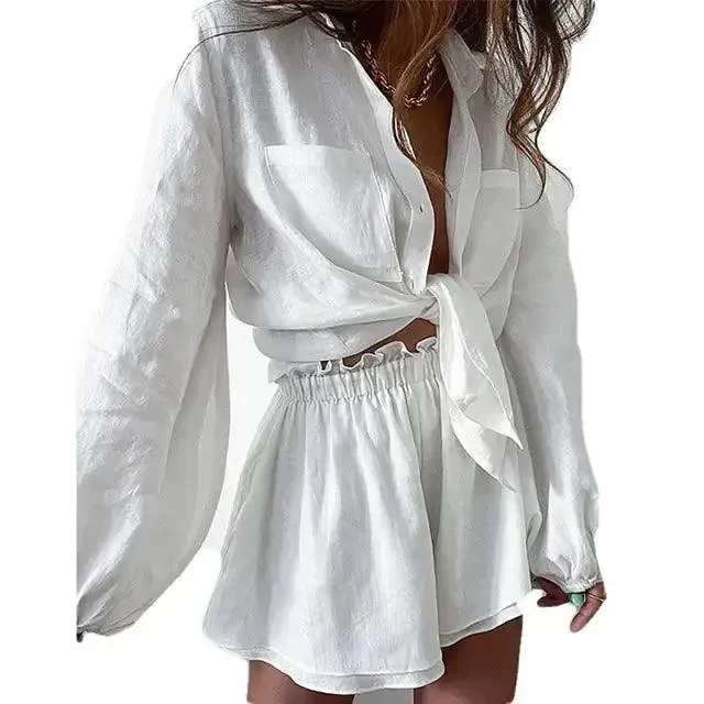 Blouse and Shorts Set - Relaxed Chic - Airy and Elegant - Perfect for Sunny Days