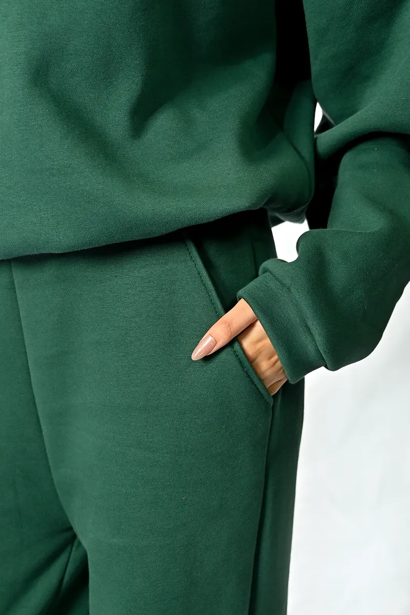 BOTTLE GREEN FLEECE CO-ORD SET