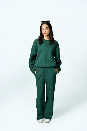 BOTTLE GREEN FLEECE CO-ORD SET