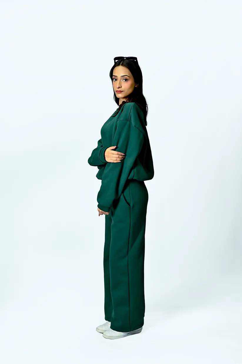 BOTTLE GREEN FLEECE CO-ORD SET