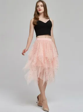 Cake Skirt Sequined Star Skirt Irregular Mesh Skirt