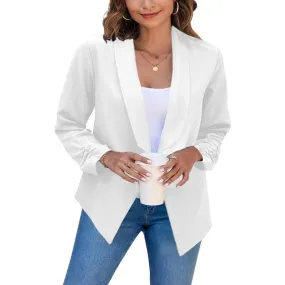 Chic Women's Oversized Ruched Sleeve Crop Blazer