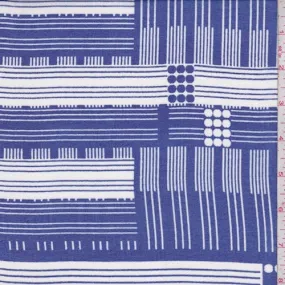 Cobalt/White Dot/Stripe Block Pebble Chiffon Fabric