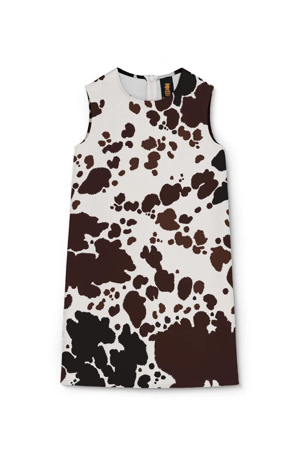 Cowgirl Adele White Brown Cow Animal Print Holiday Shift Dress - Girls