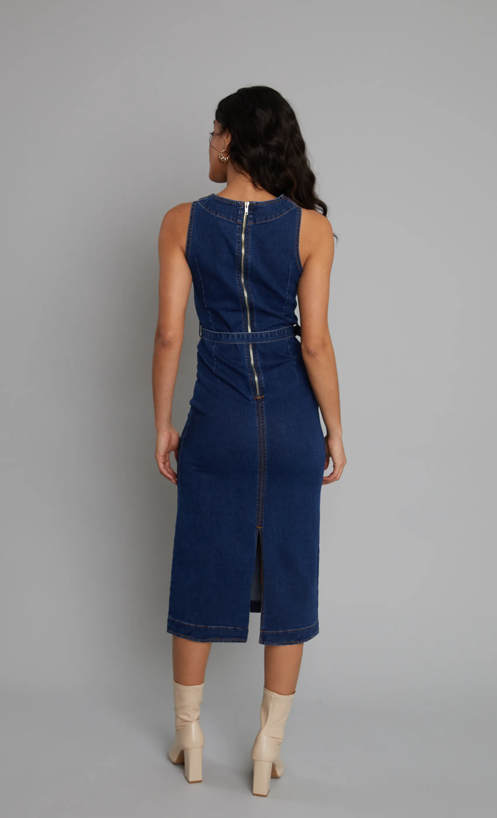 Dark Denim Midaxi Shift Dress