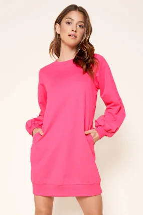 Deanna Balloon Sleeve Sweatshirt Mini Dress