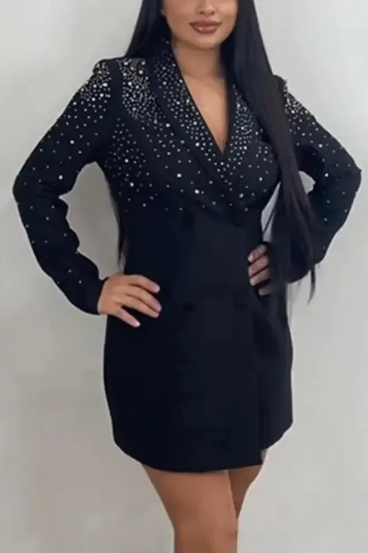 Double Breasted Sequin Blazer Mini Dress