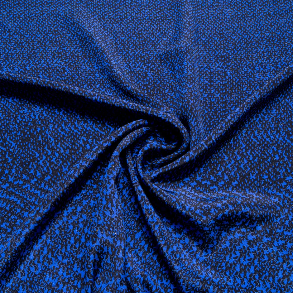 Electric Blue & Black Printed Silk Crêpe