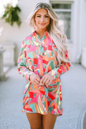 Geometric Abstract Shirt Dress