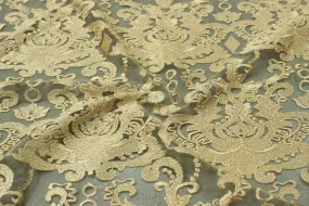 Golden Embroidered Net Fabric