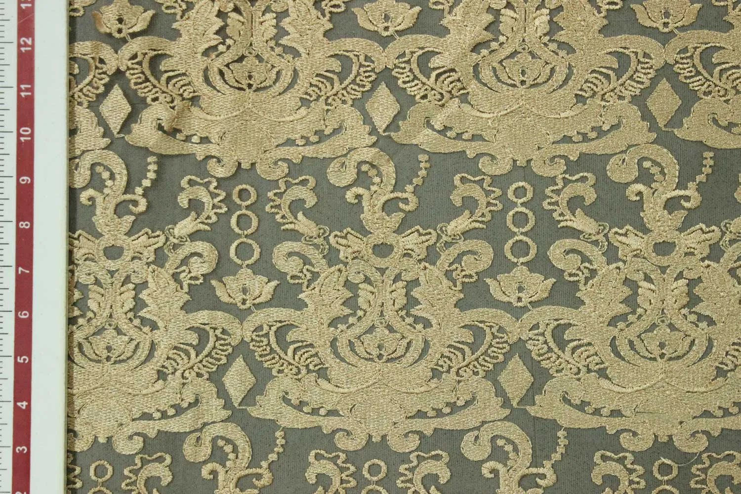 Golden Embroidered Net Fabric