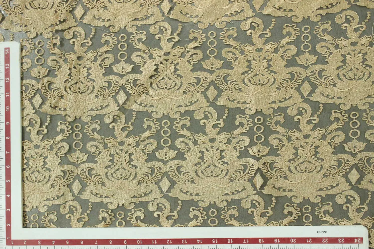 Golden Embroidered Net Fabric