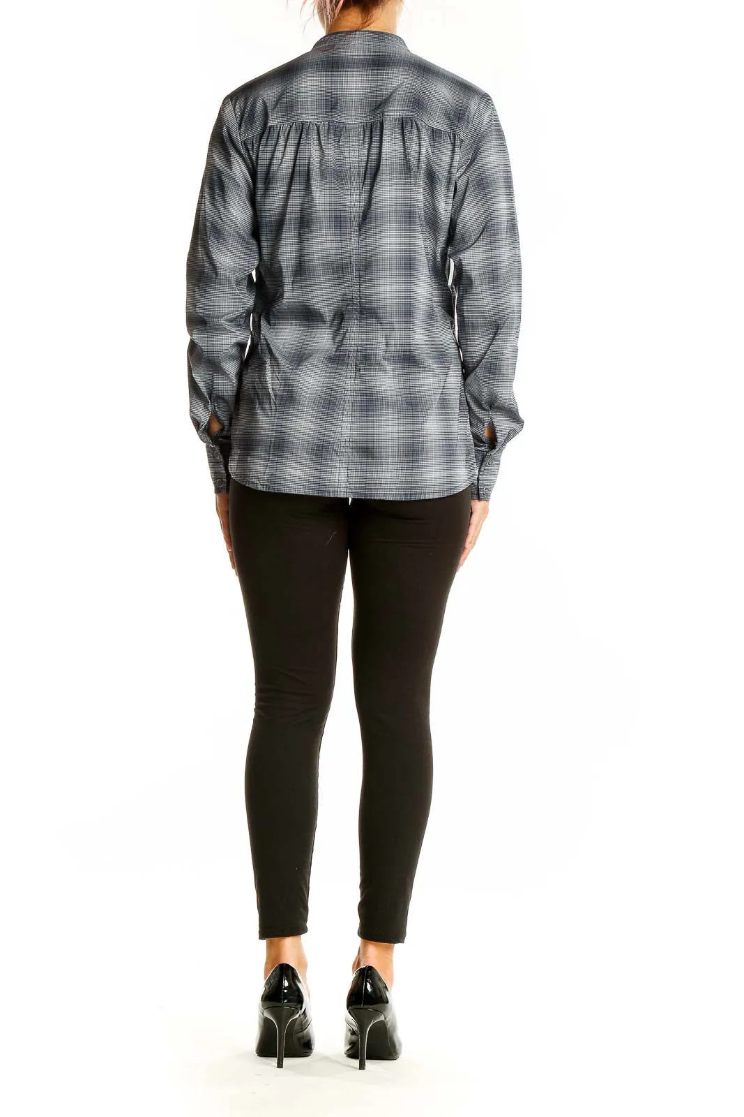 Gray Plaid Athletic Button-Up Shirt