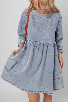 Light Wash High Waist Loose Fit Denim Dress