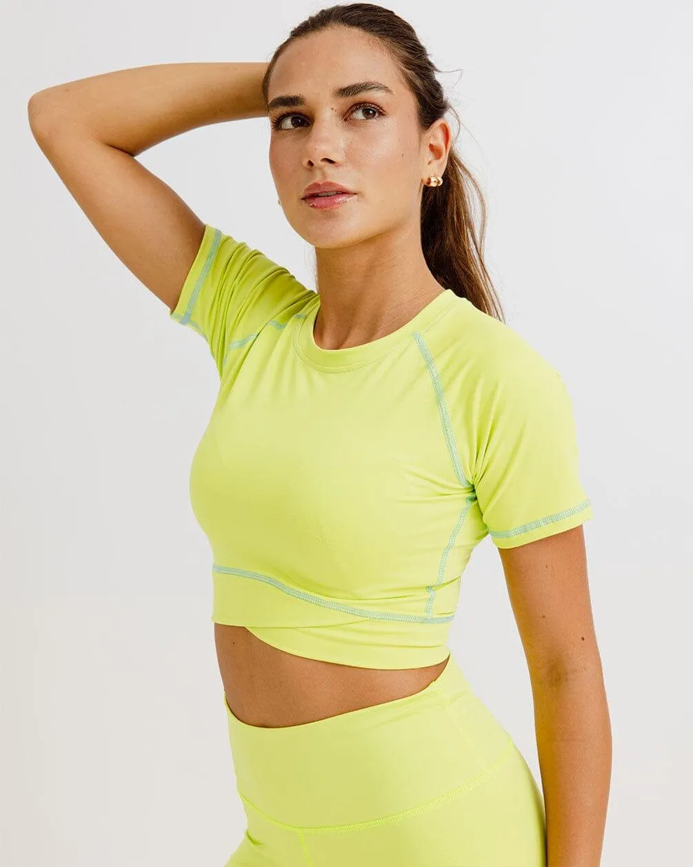 Lime Green Stitched Cropped T-shirts