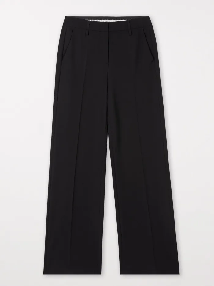 Luisa Cerano Black Crepe Wide Leg Trousers 688584 3417