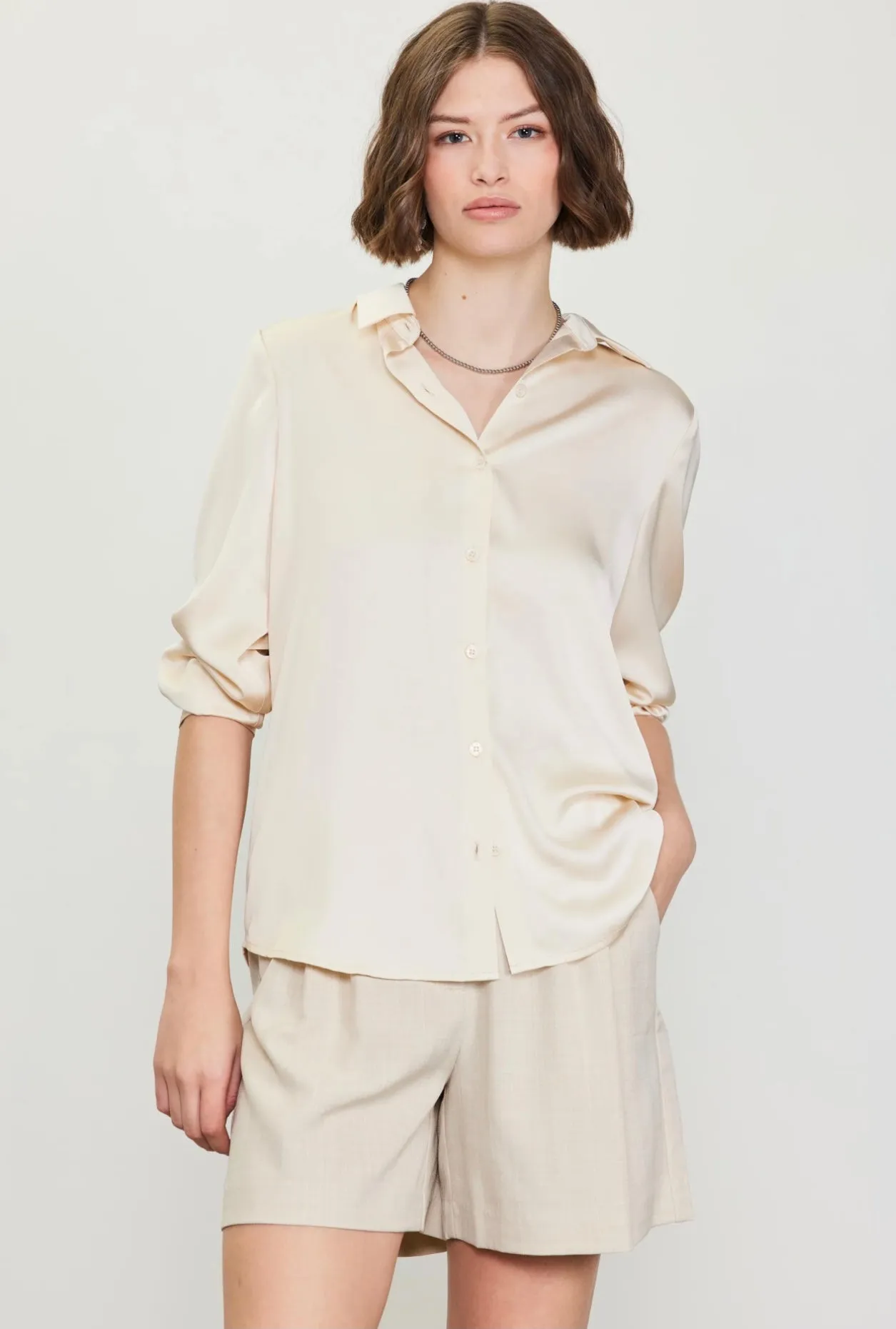 Melissa Satin Button-Up