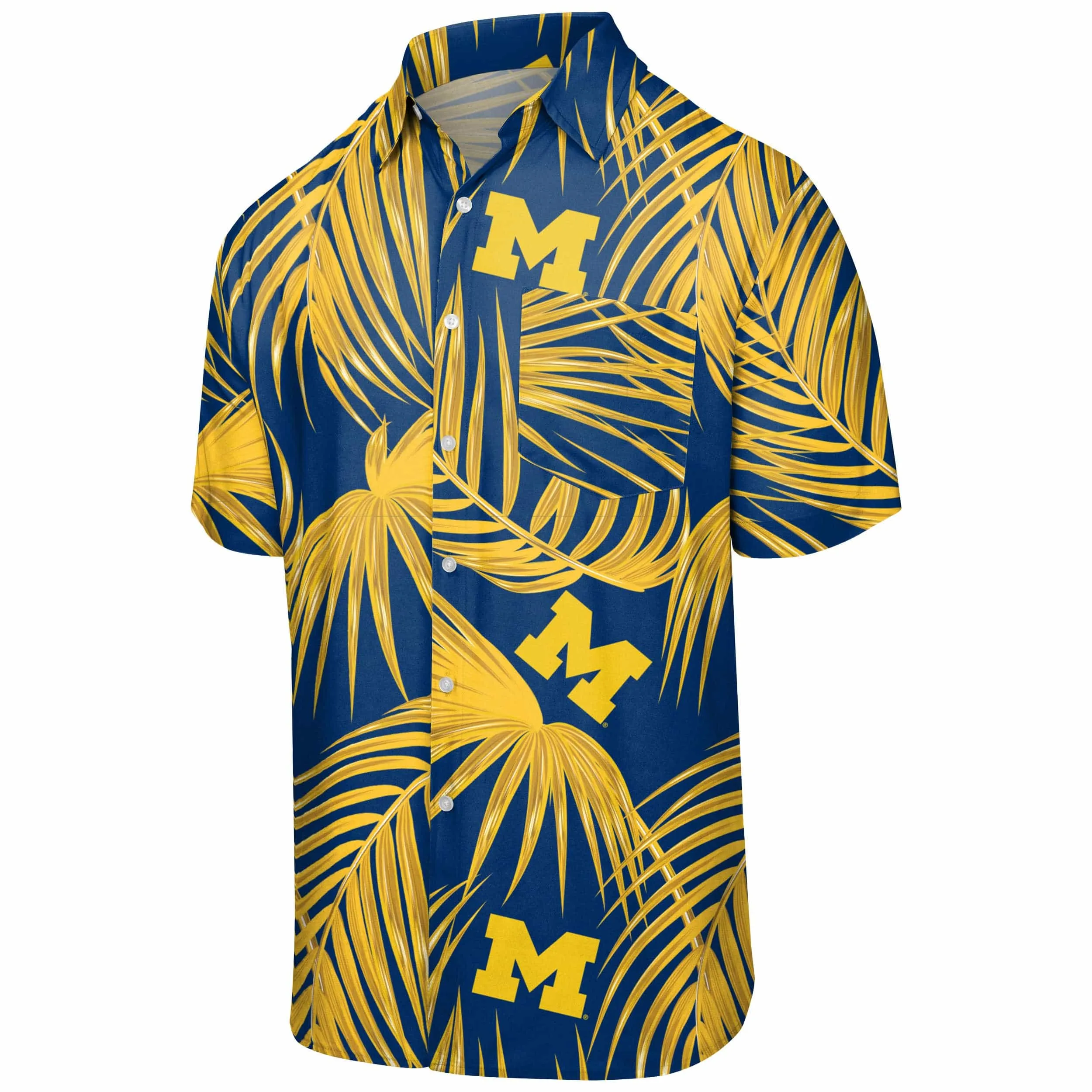 Michigan Wolverines NCAA Mens Hawaiian Button Up Shirt