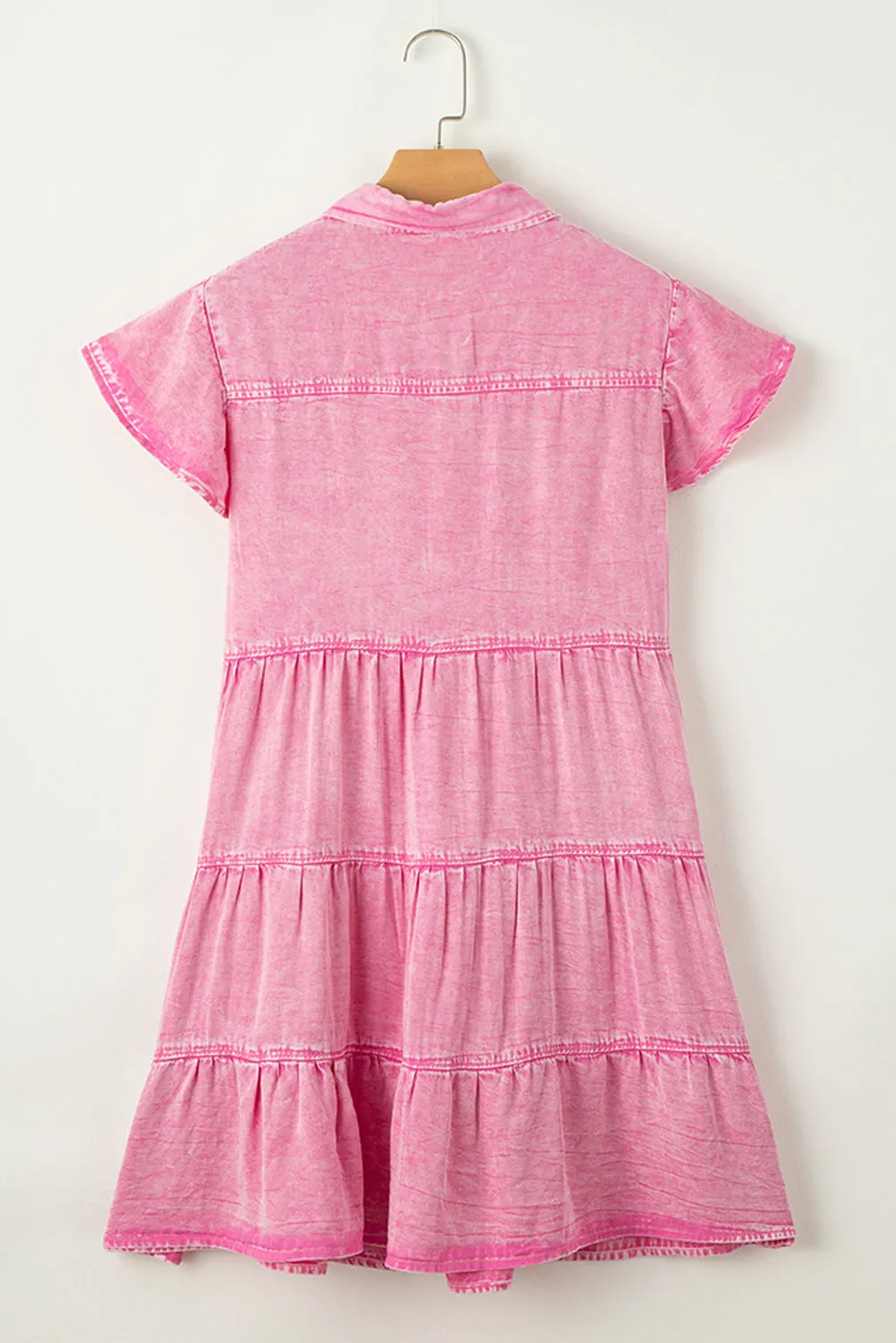 Mineral Washed Tiered Chambray Dress