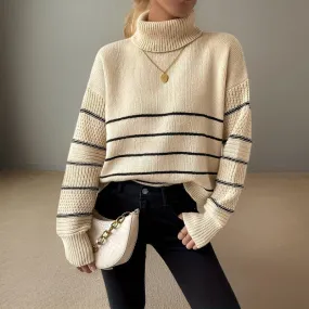 Nina - Simple striped turtleneck sweater