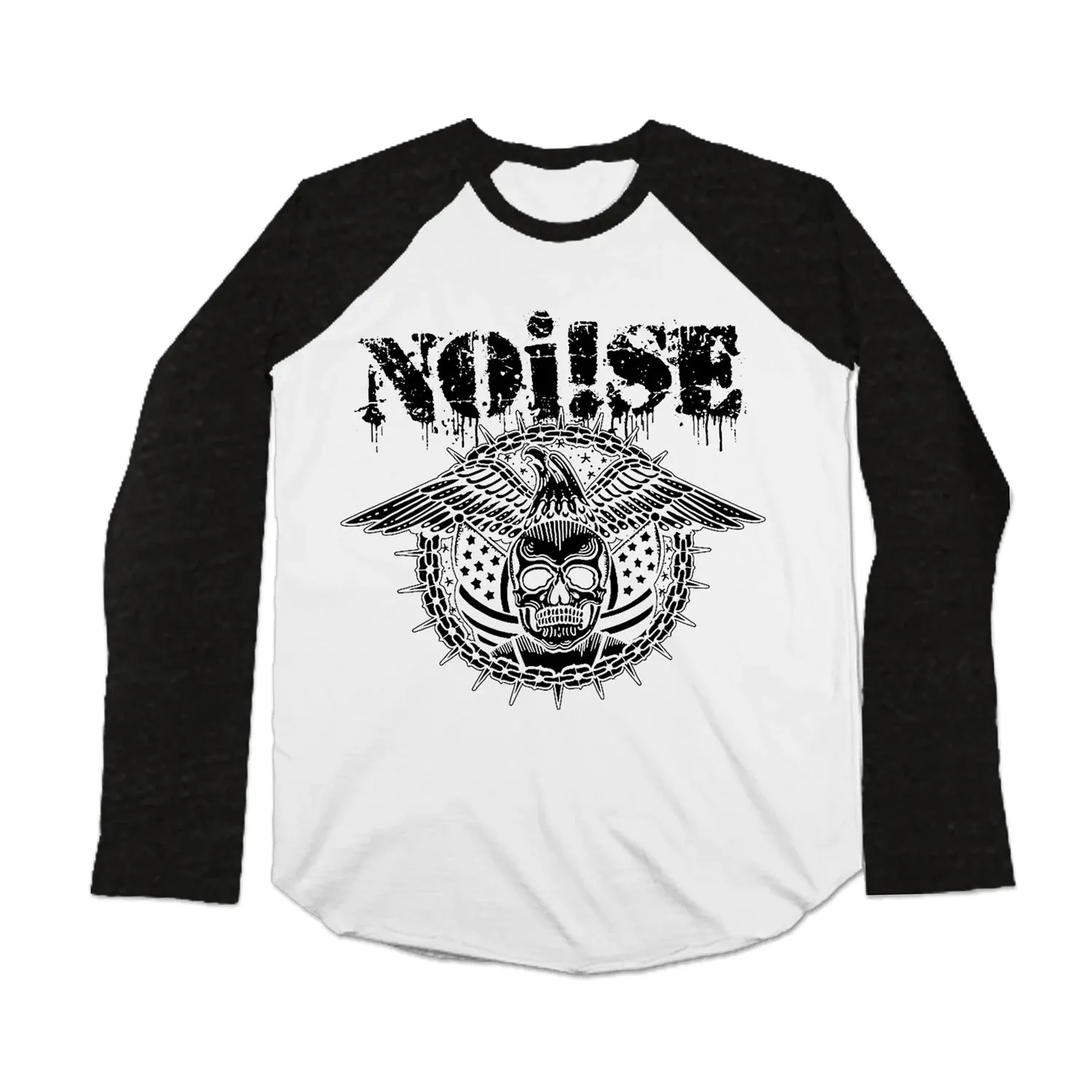 NOi!SE - Skull Eagle - White & Black - Baseball T-Shirt