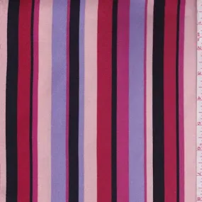 Pink/Lilac/Black Stripe Rayon Crepe Fabric