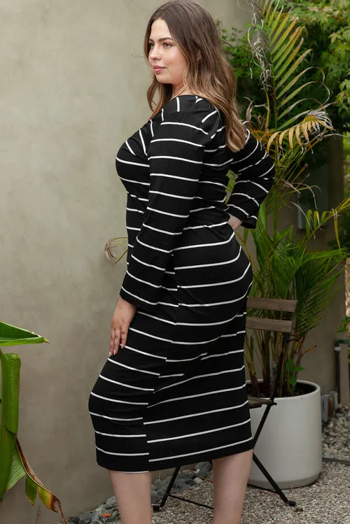 Plus Size Striped Loose Shift Dress