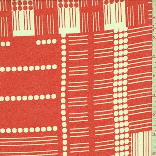 Red/White Dot/Stripe Block Crepe Georgette Fabric