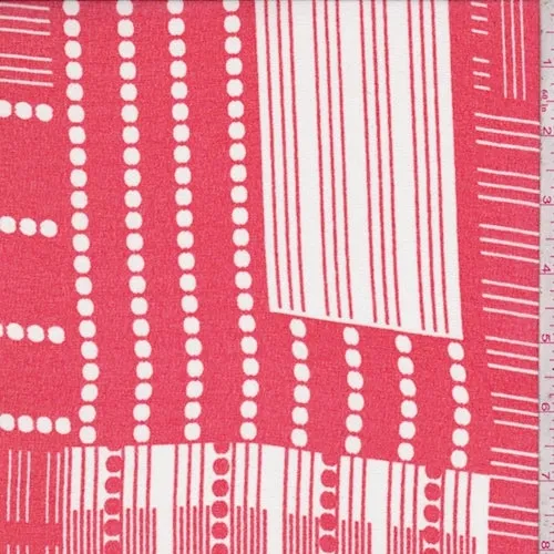 Red/White Dot/Stripe Block Pebble Chiffon Fabric