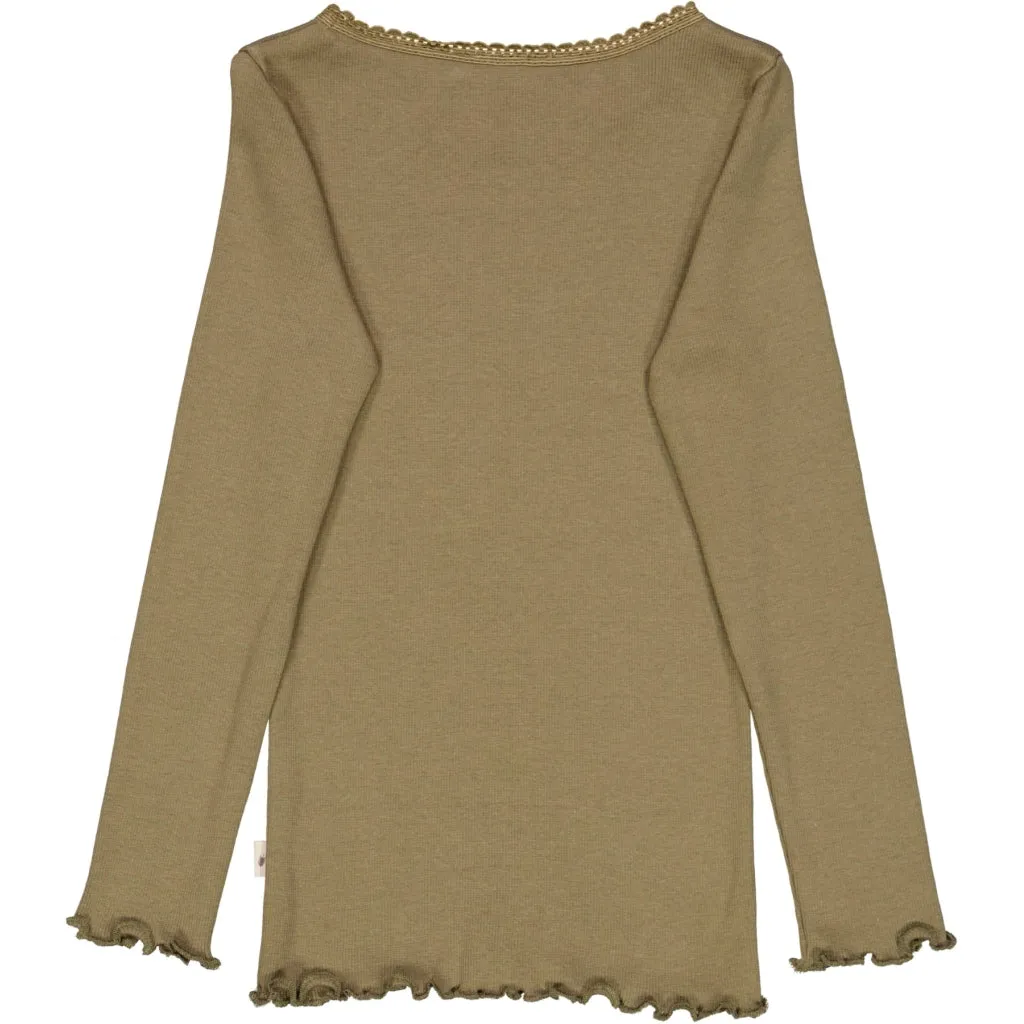 Rib T-Shirt Lace LS - dry pine