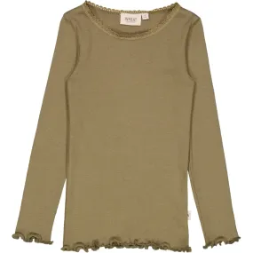 Rib T-Shirt Lace LS - dry pine