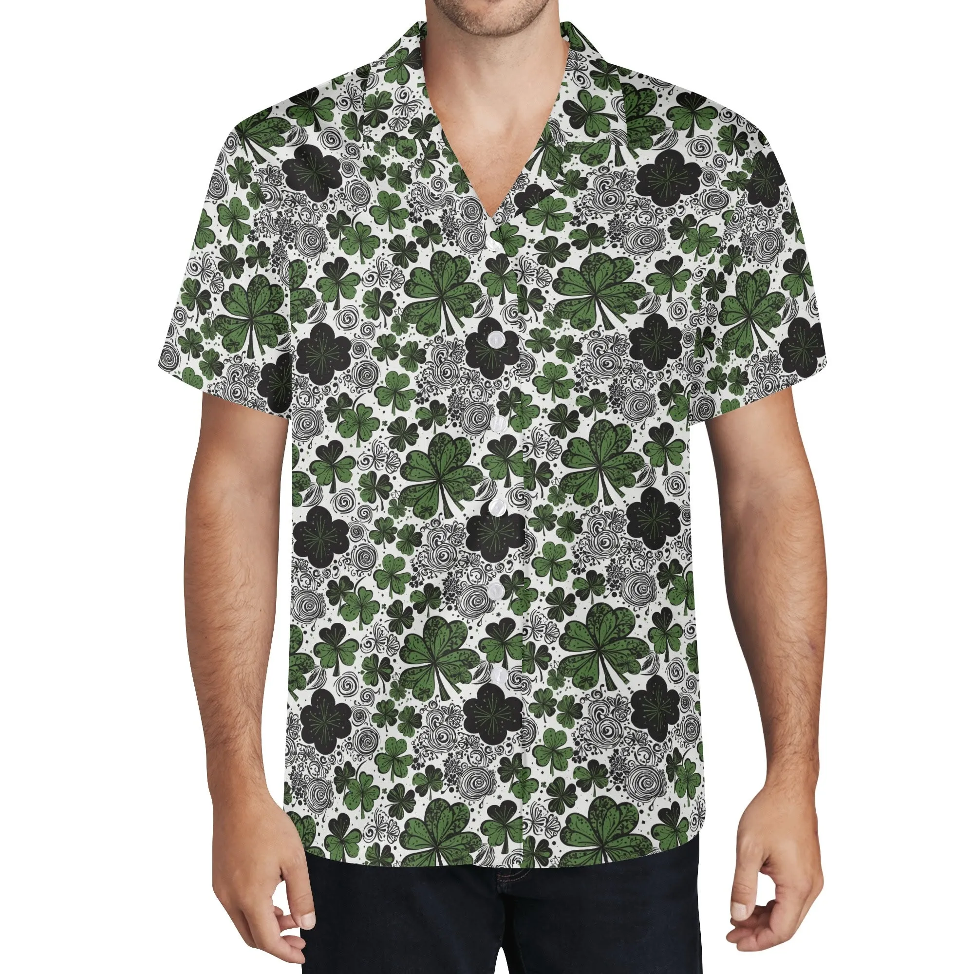 Scribble Clover Mens Casual Hawaiian Shirt