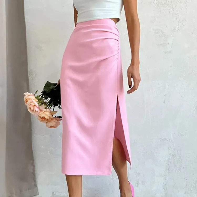 Slit Midi High Waist Asymmetrical Skirt