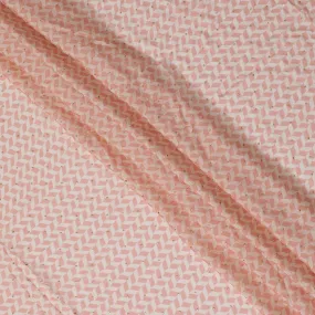 Soft Peach and White Chevron Synthetic Chinon Fabric with gold foil, 110 cm Width-D19666