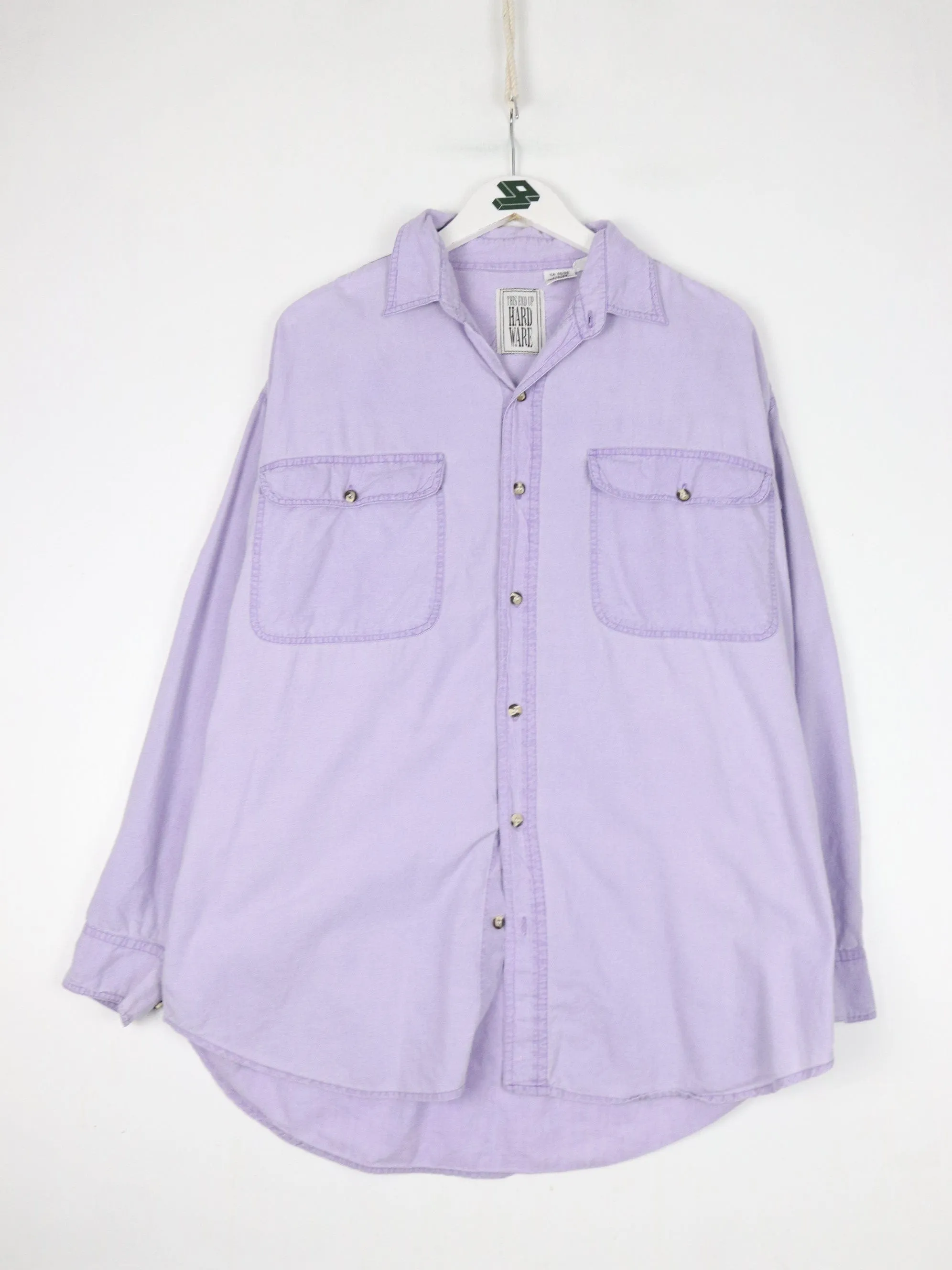 This End Up Hardware Shirt Mens Large Purple Button Up