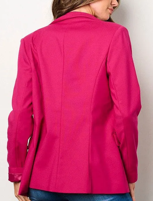 Tracy Long Sleeved Blazer- Magenta