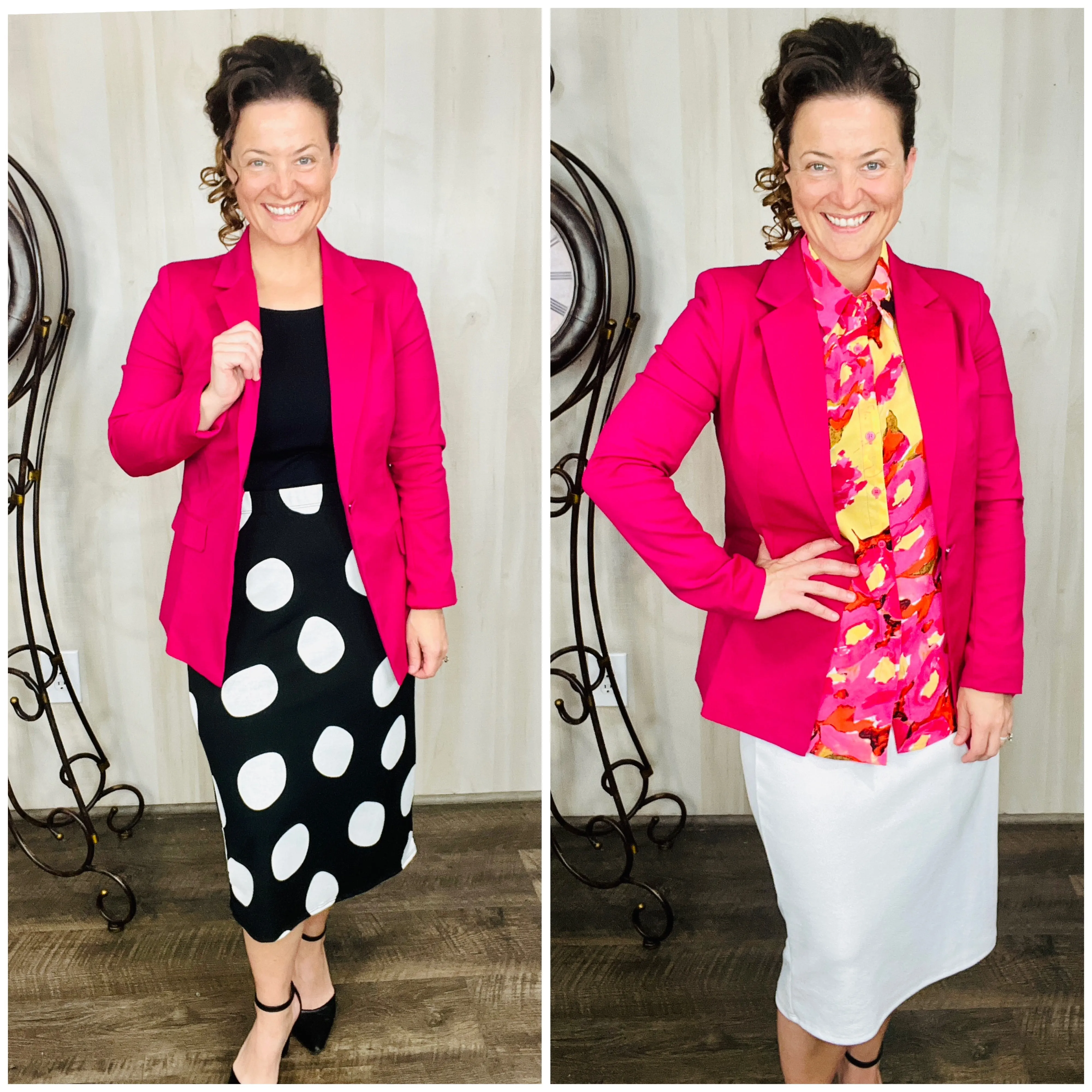 Tracy Long Sleeved Blazer- Magenta