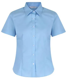 TRUTEX SHORT SLEEVE NON IRON SLIM FIT BLOUSE (TWIN PACK) (BLUE)