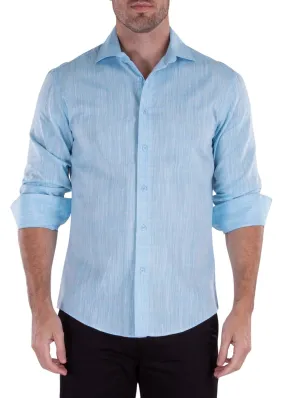 Turquoise Button Up Long Sleeve Dress Shirt