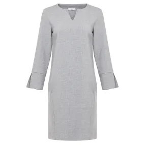 V-Neck Shift Dress with Pockets - Grey