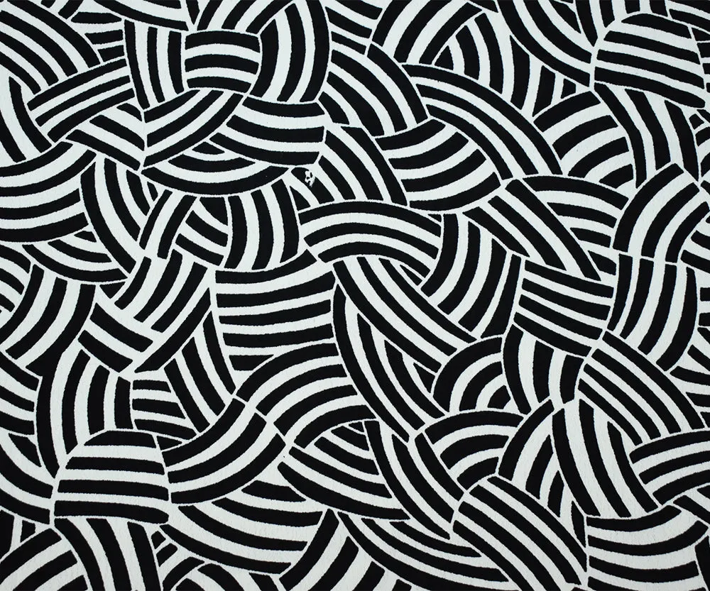 White-Black Abstract Printed Rayon Crepe Faille Woven Fabric